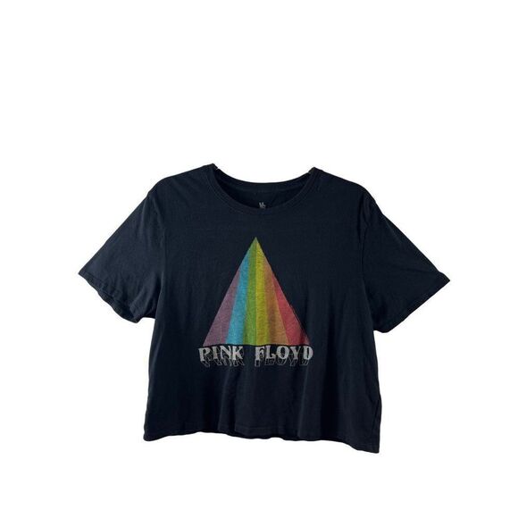 Junk Food Clothing Cropped Pink Floyd Dark Side of the Moon Tee Shirt Jrs Large - Picture 2 of 7